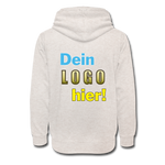 Unisex Schalkragen Hoodie - Beispiel-Logo - Beige meliert