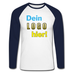 Männer Langarm Baseball T-Shirt von Fruit of the Loom - Beispiel-Logo - Weiß/Navy