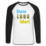 Männer Langarm Baseball T-Shirt von Fruit of the Loom - Beispiel-Logo - Weiß/Schwarz