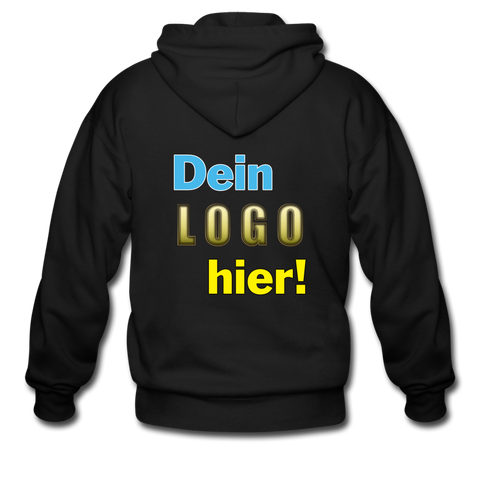 Männer Heavyweight Hoodie Jacke von Gildan - Beispiel-Logo - Schwarz