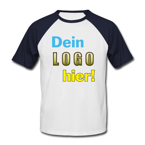 Männer Baseball T-Shirt von Fruit of the Loom - Beispiel-Logo - Weiß/Navy