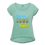 Frauen T-Shirt mit aufgerollten Ärmeln - Beispiel-Logo - Minze meliert