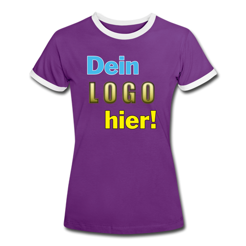 Frauen Ring T-Shirt - Beispiel-Logo - Lila/Weiß