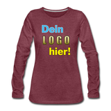 Frauen Premium Langarm Shirt - Beispiel-Logo - Bordeauxrot meliert