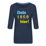 Frauen Premium 3/4-Arm T-Shirt - Beispiel-Logo - Navy