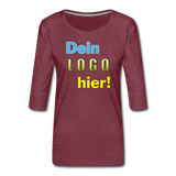 Frauen Premium 3/4-Arm T-Shirt - Beispiel-Logo - Bordeauxrot meliert