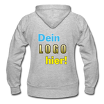 Frauen Heavyweight Hoodie Jacke von Gildan - Beispiel-Logo - Grau meliert