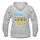 Frauen Heavyweight Hoodie Jacke von Gildan - Beispiel-Logo - Grau meliert