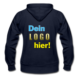 Frauen Heavyweight Hoodie Jacke von Gildan - Beispiel-Logo - Navy