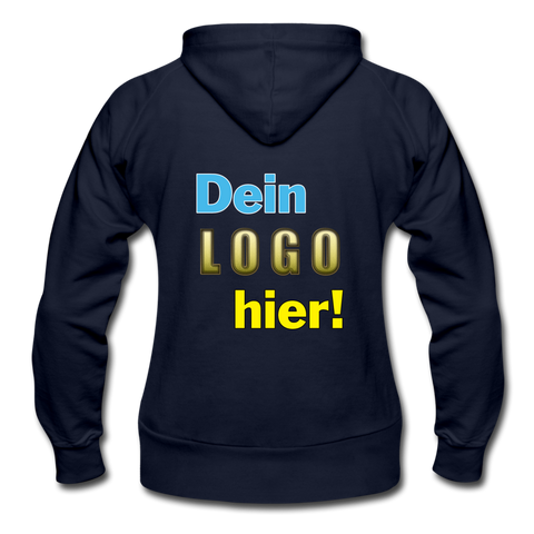 Frauen Heavyweight Hoodie Jacke von Gildan - Beispiel-Logo - Navy