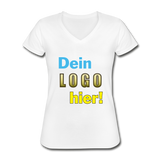 Frauen Classic V-Ausschnitt T-Shirt von Gildan - Beispiel-Logo - Weiß