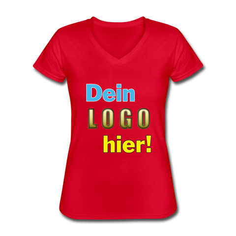 Frauen Classic V-Ausschnitt T-Shirt von Gildan - Beispiel-Logo - Rot