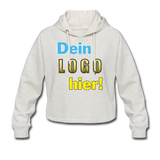 Frauen Cropped Hoodie - Beispiel-Logo - Beige meliert