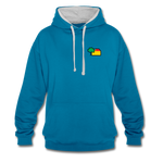 Unisex Kontrastfarbe Hoodie von AWDis Just Hoods - AKB-Logo - Pfauenblau/Grau meliert