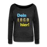 Frauen Boot-Ausschnitt Langarm Top von Bella+Canvas - Beispiel-Logo - Schwarz meliert