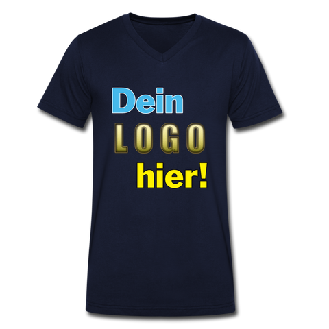 Männer Bio V-Ausschnitt T-Shirt von STANLEY/STELLA - Beispiel-Logo - Navy