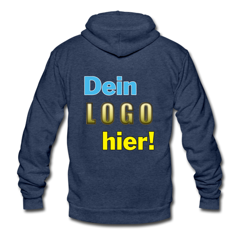 Unisex Tri-Blend Kapuzenjacke von Bella+Canvas - Beispiel-Logo - Navy meliert