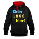 Unisex Kontrastfarbe Hoodie von AWDis Just Hoodes - Beispiel-Logo - Schwarz/Rot