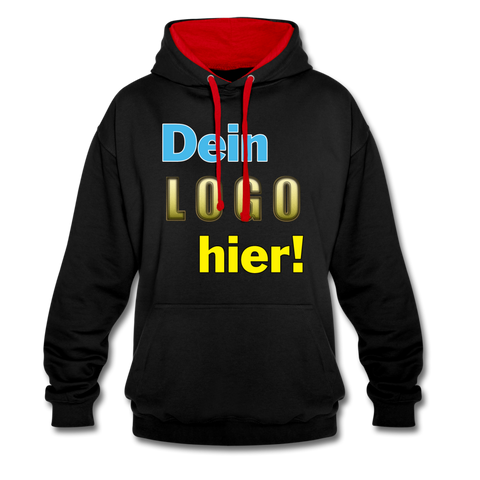 Unisex Kontrastfarbe Hoodie von AWDis Just Hoodes - Beispiel-Logo - Schwarz/Rot