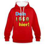 Unisex Kontrastfarbe Hoodie von AWDis Just Hoodes - Beispiel-Logo - Rot/Weiß