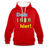 Unisex Kontrastfarbe Hoodie von AWDis Just Hoodes - Beispiel-Logo - Rot/Weiß