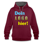 Unisex Kontrastfarbe Hoodie von AWDis Just Hoodes - Beispiel-Logo - Weinrot/Anthrazit