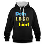 Unisex Kontrastfarbe Hoodie von AWDis Just Hoodes - Beispiel-Logo - Schwarz/Grau meliert