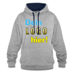 Unisex Kontrastfarbe Hoodie von AWDis Just Hoodes - Beispiel-Logo - Grau meliert/Navy