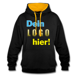 Unisex Kontrastfarbe Hoodie von AWDis Just Hoodes - Beispiel-Logo - Schwarz/Gold