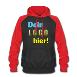 Unisex Baseball Hoodie von AWDis Just Hoods - Beispiel-Logo - Schwarz/Rot