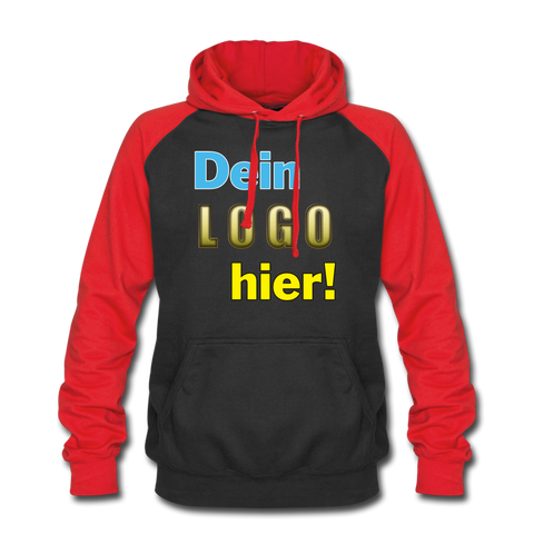 Unisex Baseball Hoodie von AWDis Just Hoods - Beispiel-Logo - Schwarz/Rot