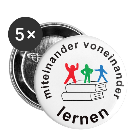 Buttons mittel 32 mm (5er Pack) von Buttonworldshop - ADHSS-LOGO - Weiß