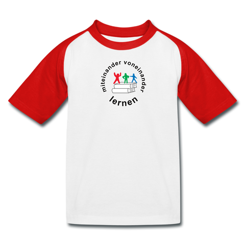 Kinder Baseball T-Shirt von B&C - ADHSS-LOGO - Weiß/Rot