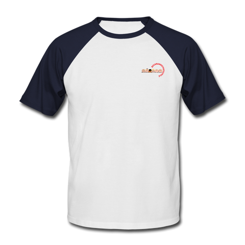 Männer Baseball-T-Shirt von Fruit of the Loom - BMSS-LOGO - Weiß/Navy