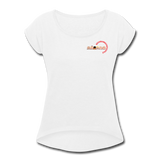 Frauen T-Shirt mit gerollten Ärmeln - BMSS-LOGO - Weiß
