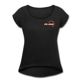 Frauen T-Shirt mit gerollten Ärmeln - BMSS-LOGO - Schwarz