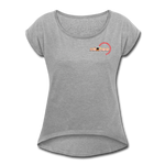 Frauen T-Shirt mit gerollten Ärmeln - BMSS-LOGO - Grau meliert