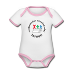 Baby Bio-Kurzarm-Kontrastbody - ADHSS-LOGO - Weiß/Rose