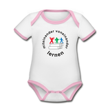 Baby Bio-Kurzarm-Kontrastbody - ADHSS-LOGO - Weiß/Rose