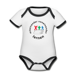 Baby Bio-Kurzarm-Kontrastbody - ADHSS-LOGO - Weiß/Schwarz