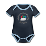 Baby Bio-Kurzarm-Kontrastbody - ADHSS-LOGO - navy/sky