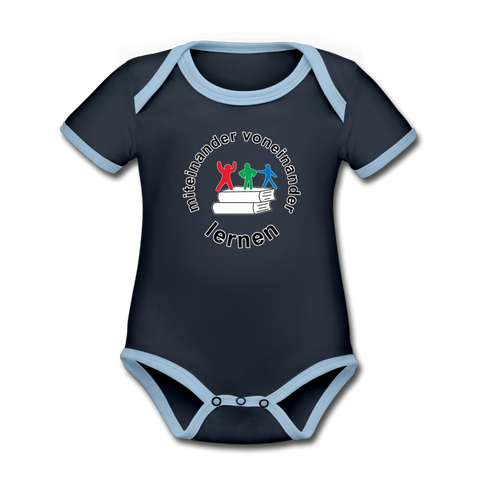 Baby Bio-Kurzarm-Kontrastbody - ADHSS-LOGO - navy/sky