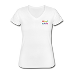 Klassisches Frauen-T-Shirt mit V-Ausschnitt von GILDAN - HVL-Logo - Weiß