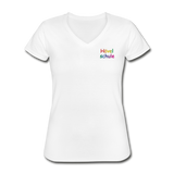 Klassisches Frauen-T-Shirt mit V-Ausschnitt von GILDAN - HVL-Logo - Weiß