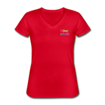 Klassisches Frauen-T-Shirt mit V-Ausschnitt von GILDAN - HVL-Logo - Rot