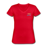 Klassisches Frauen-T-Shirt mit V-Ausschnitt von GILDAN - HVL-Logo - Rot