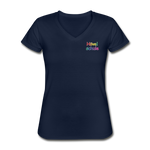 Klassisches Frauen-T-Shirt mit V-Ausschnitt von GILDAN - HVL-Logo - Navy