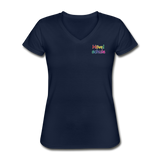 Klassisches Frauen-T-Shirt mit V-Ausschnitt von GILDAN - HVL-Logo - Navy