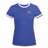 Frauen Kontrast-T-Shirt - HVL-Logo - Blau/Weiß