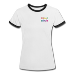 Frauen Kontrast-T-Shirt - HVL-Logo - Weiß/Schwarz